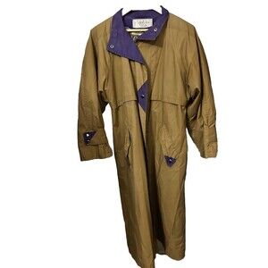 Lifestyles by Mulberry Street Women's 8 Brown and Purple Raincoat Trench w Liner